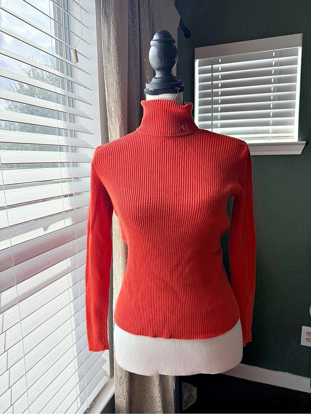 Ralph Lauren Ribbed Turtleneck Sweater in Red Like New